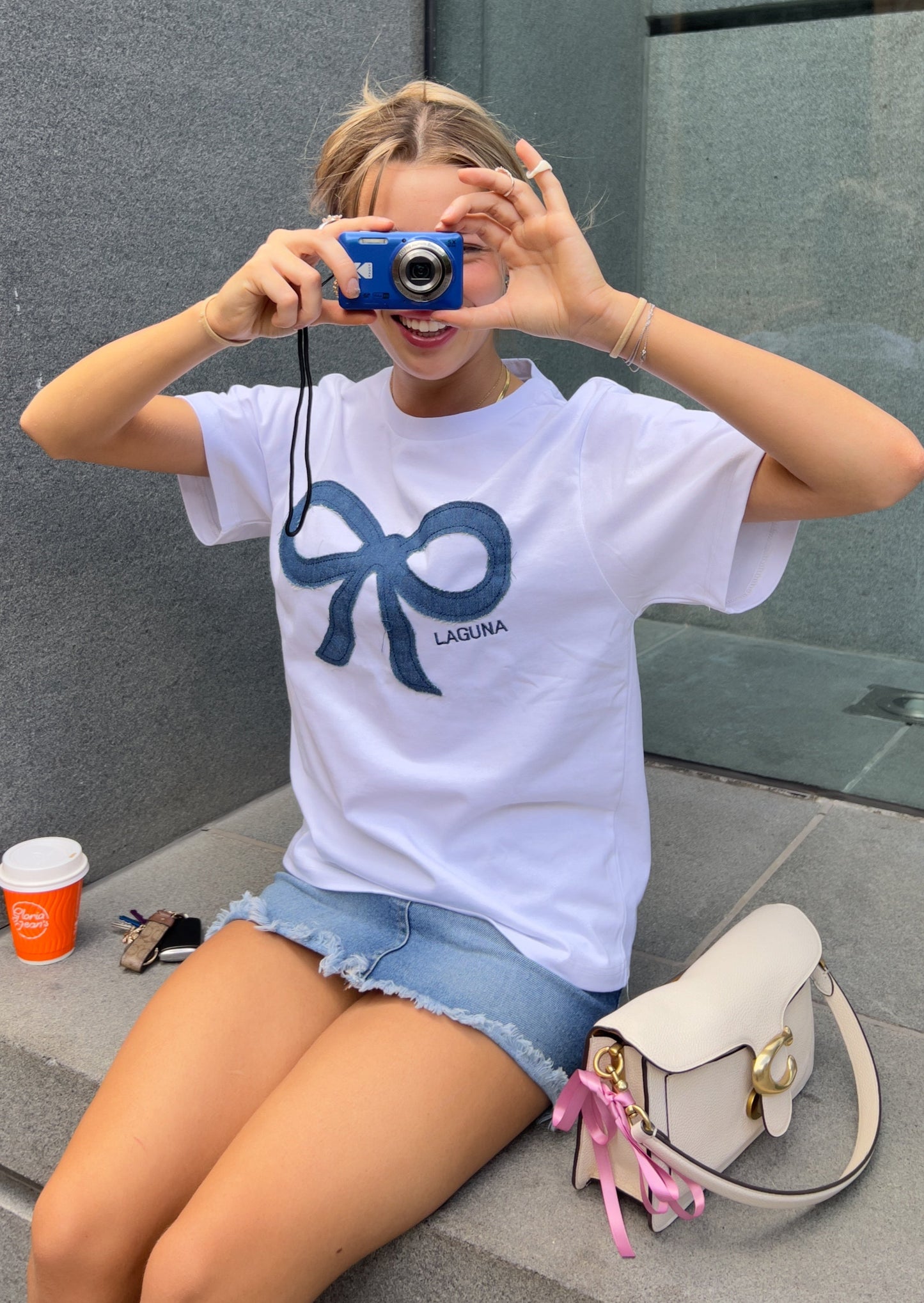 Vintage Denim Baby Tee in 'Bow'