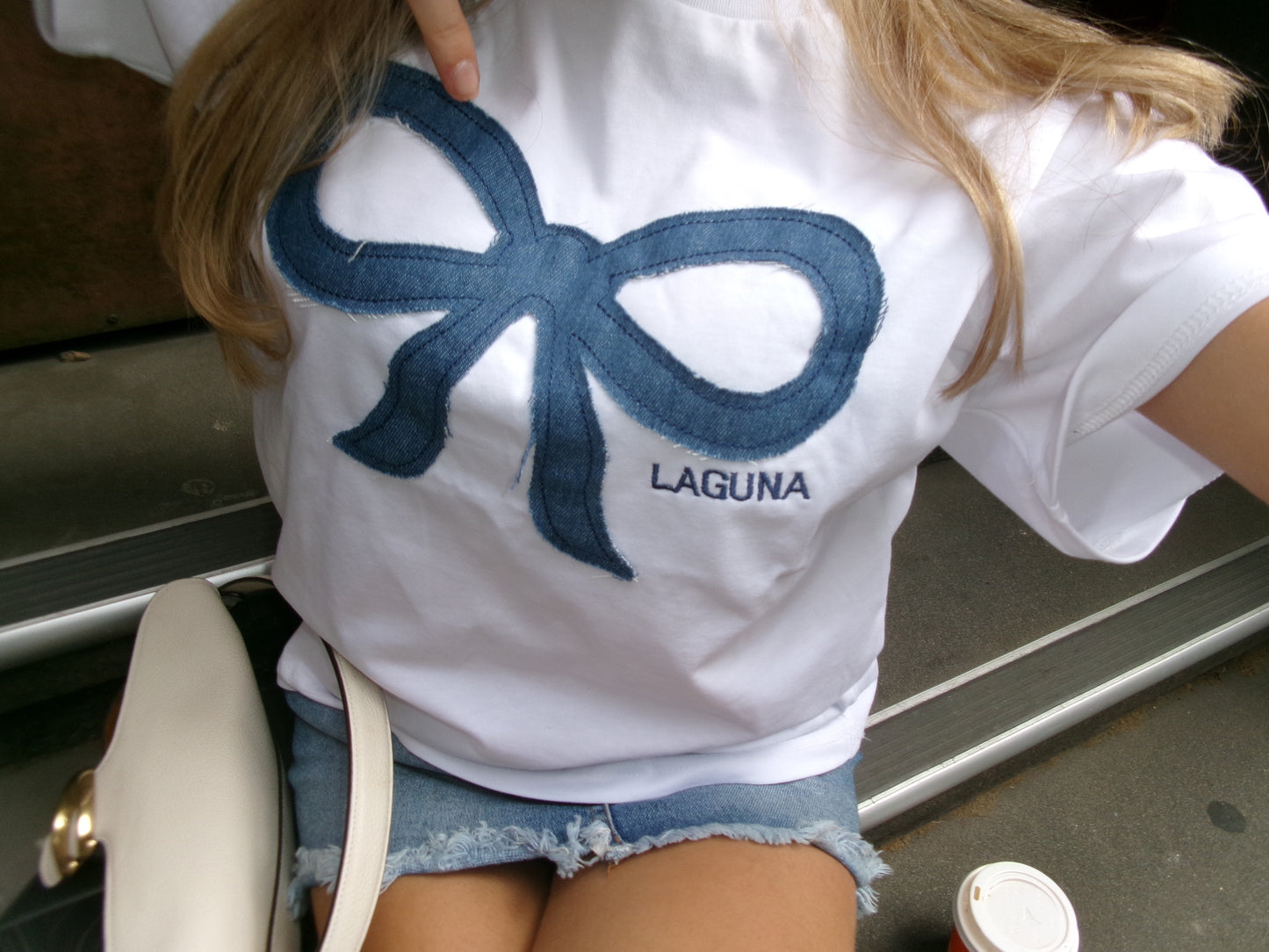 Vintage Denim Baby Tee in 'Bow'