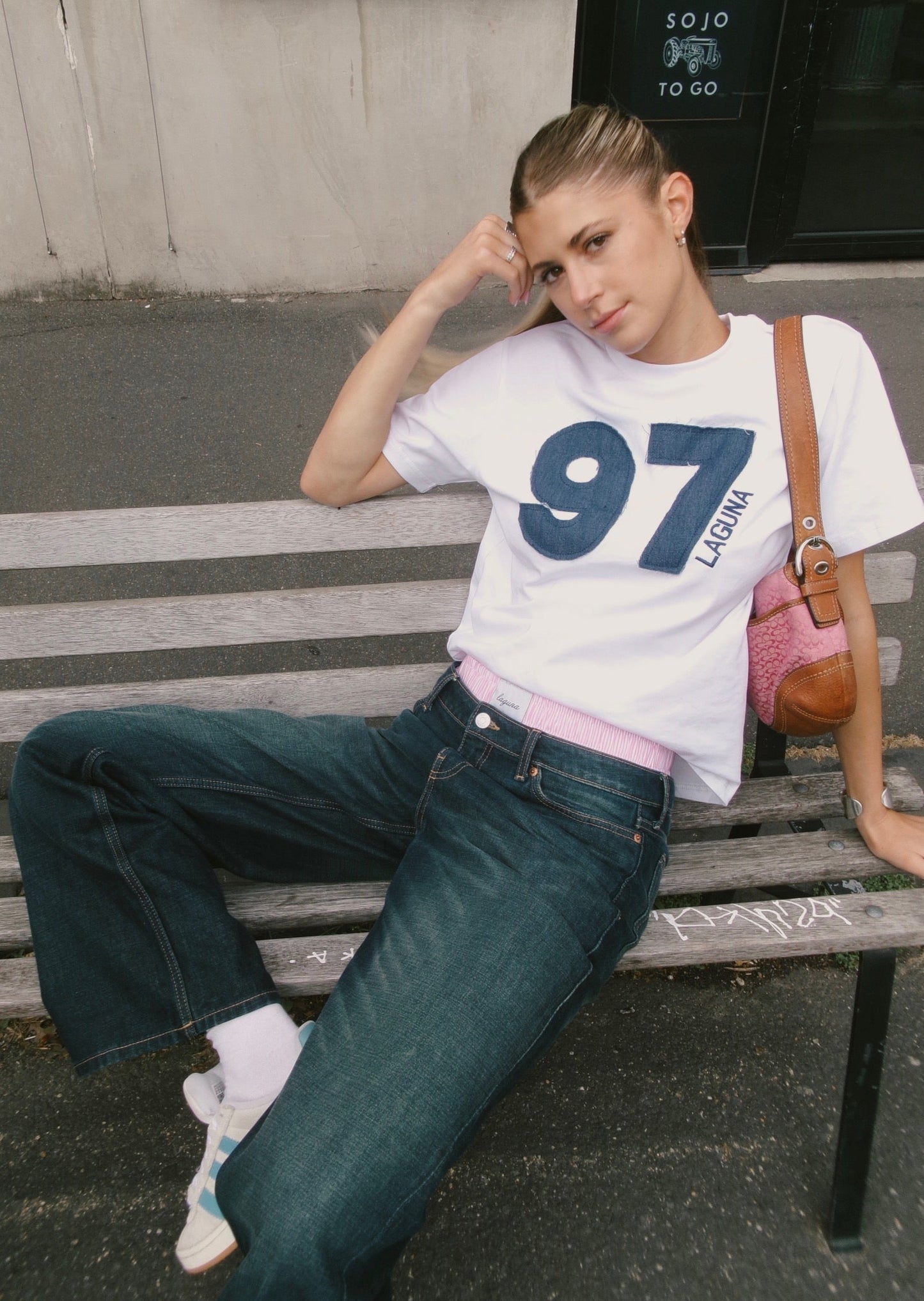 Vintage denim '97' baby tee