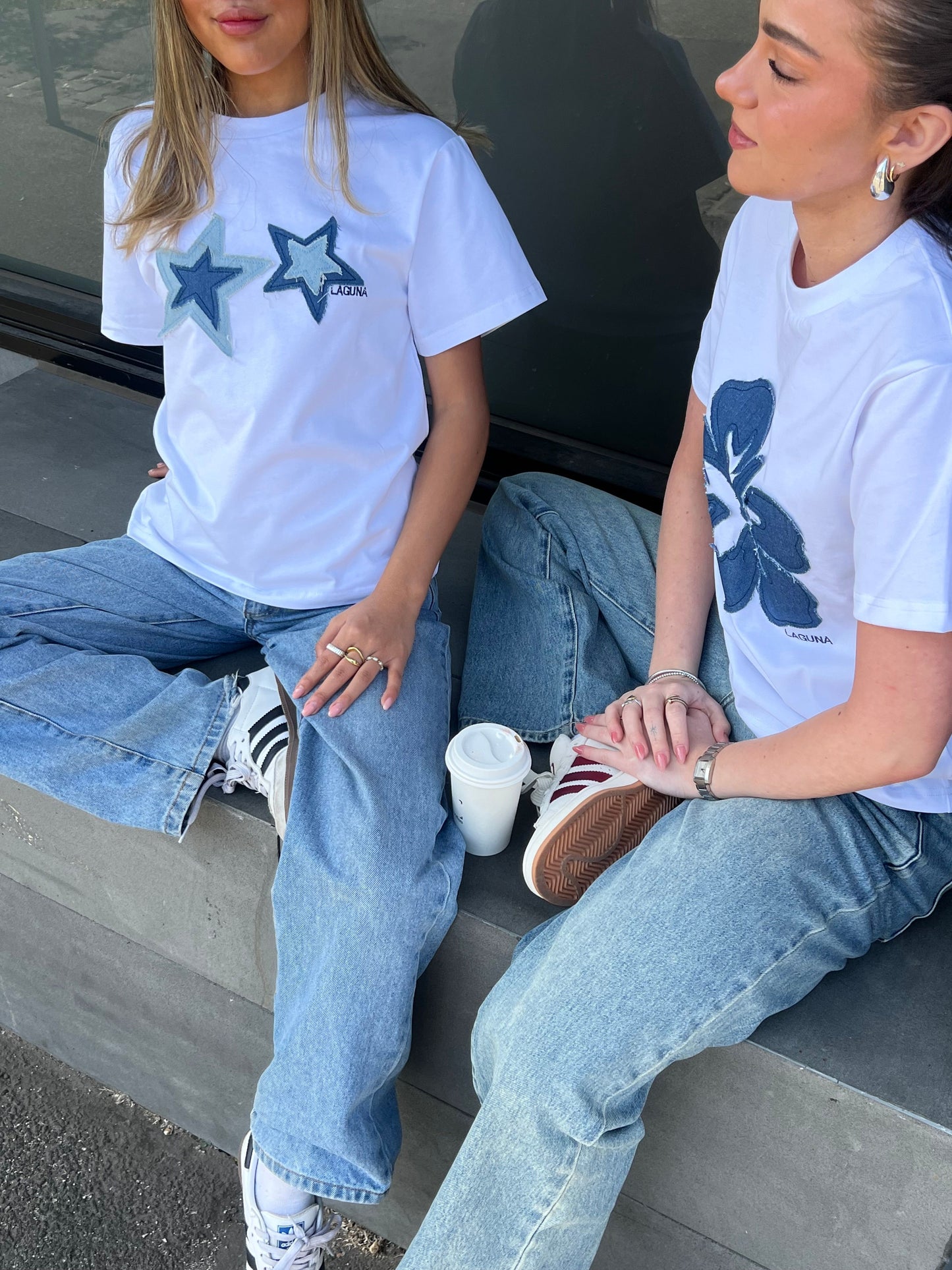 Vintage Denim Baby Tee in 'Double star'