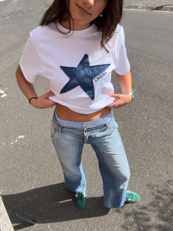 Vintage Denim Baby Tee in 'Star'