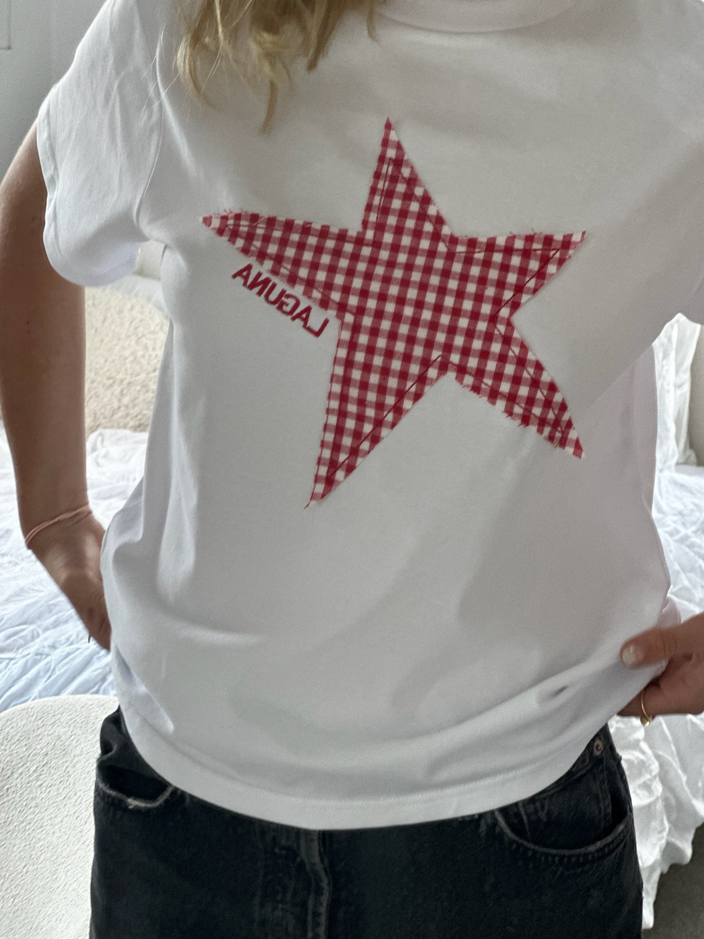 Vintage Gingham Baby Tee in 'Star'