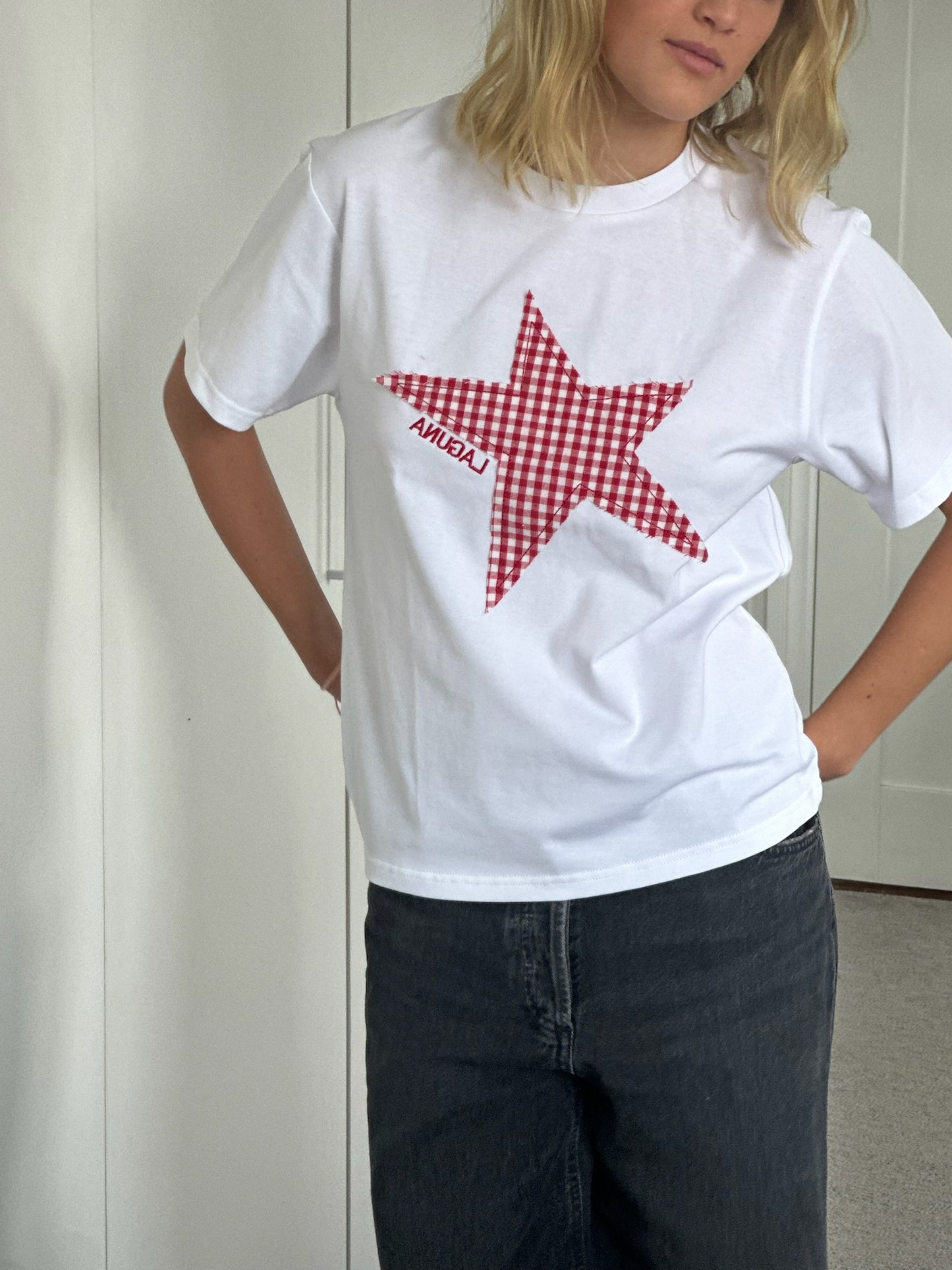 Vintage Gingham Baby Tee in 'Star'