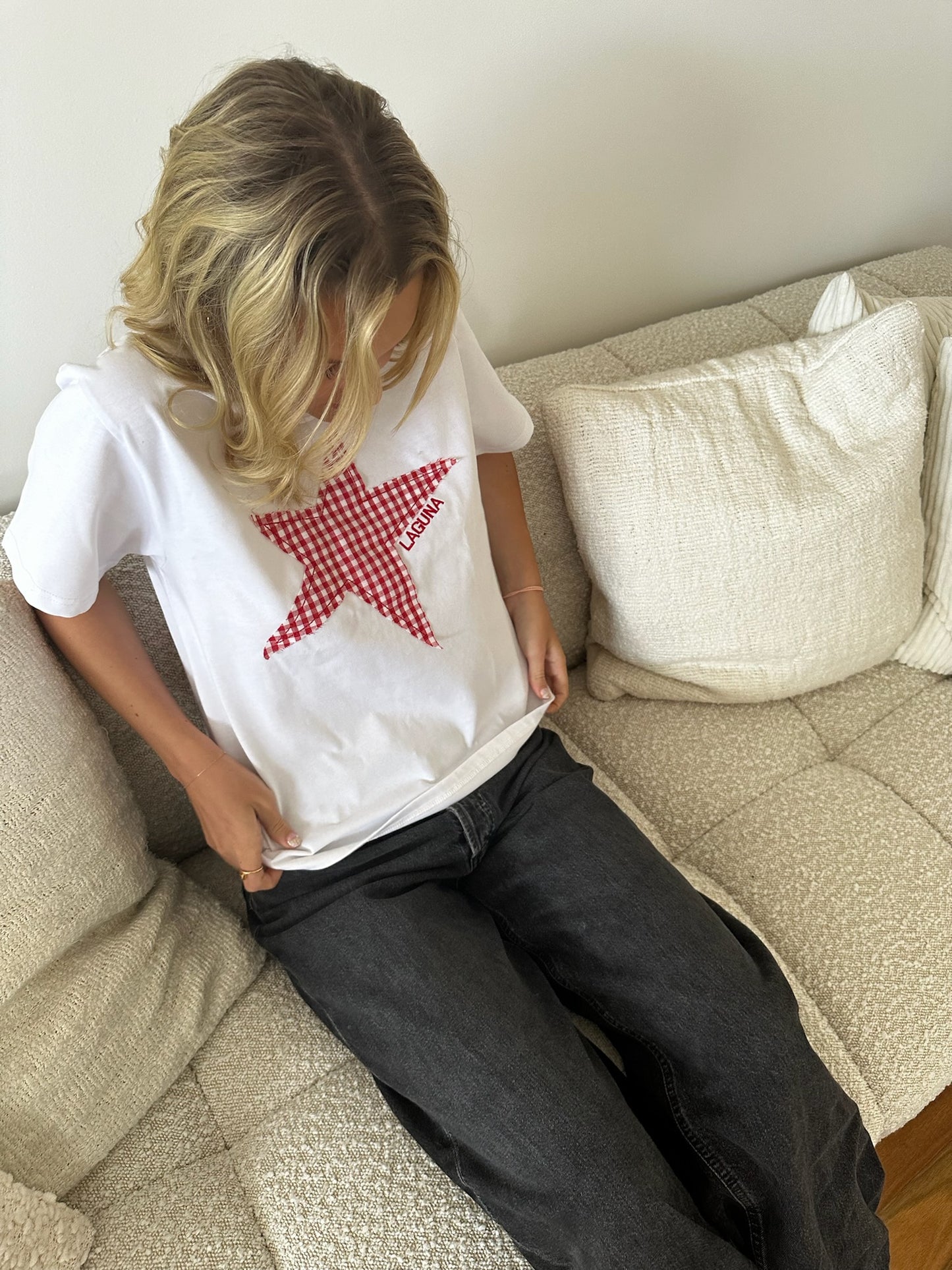 Vintage Gingham Baby Tee in 'Star'