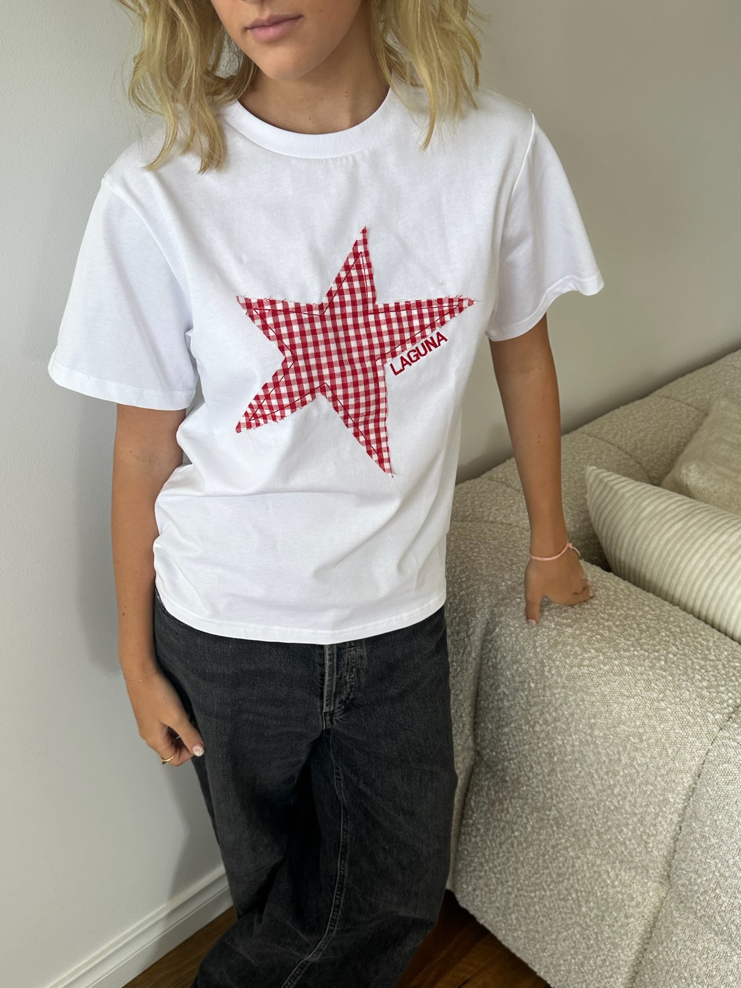 Vintage Gingham Baby Tee in 'Star'