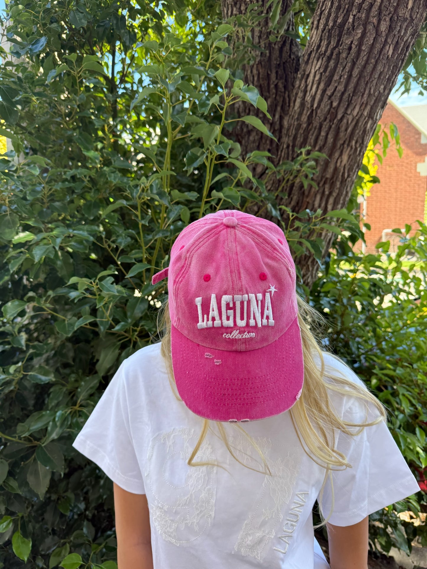 Vintage Denim College Cap in 'Pink'