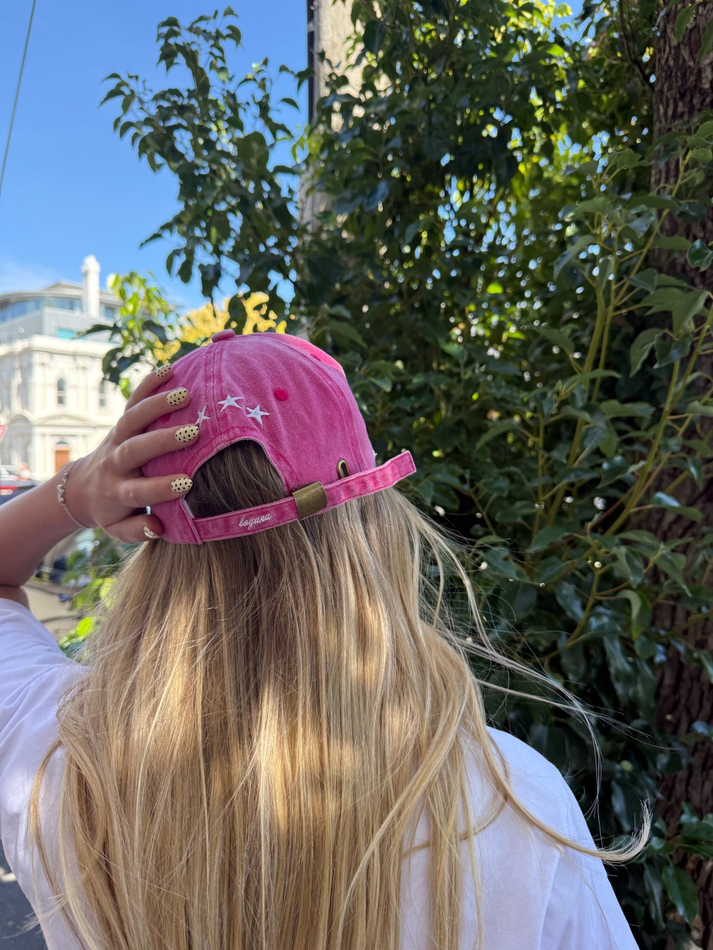 Vintage Denim College Cap in 'Pink'