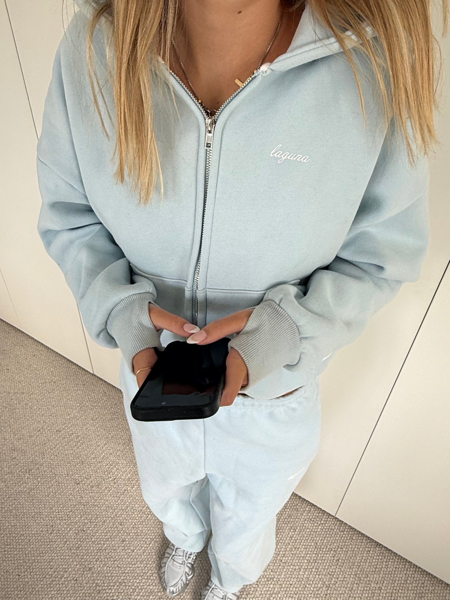 Zip up hoodie in 'Sky'