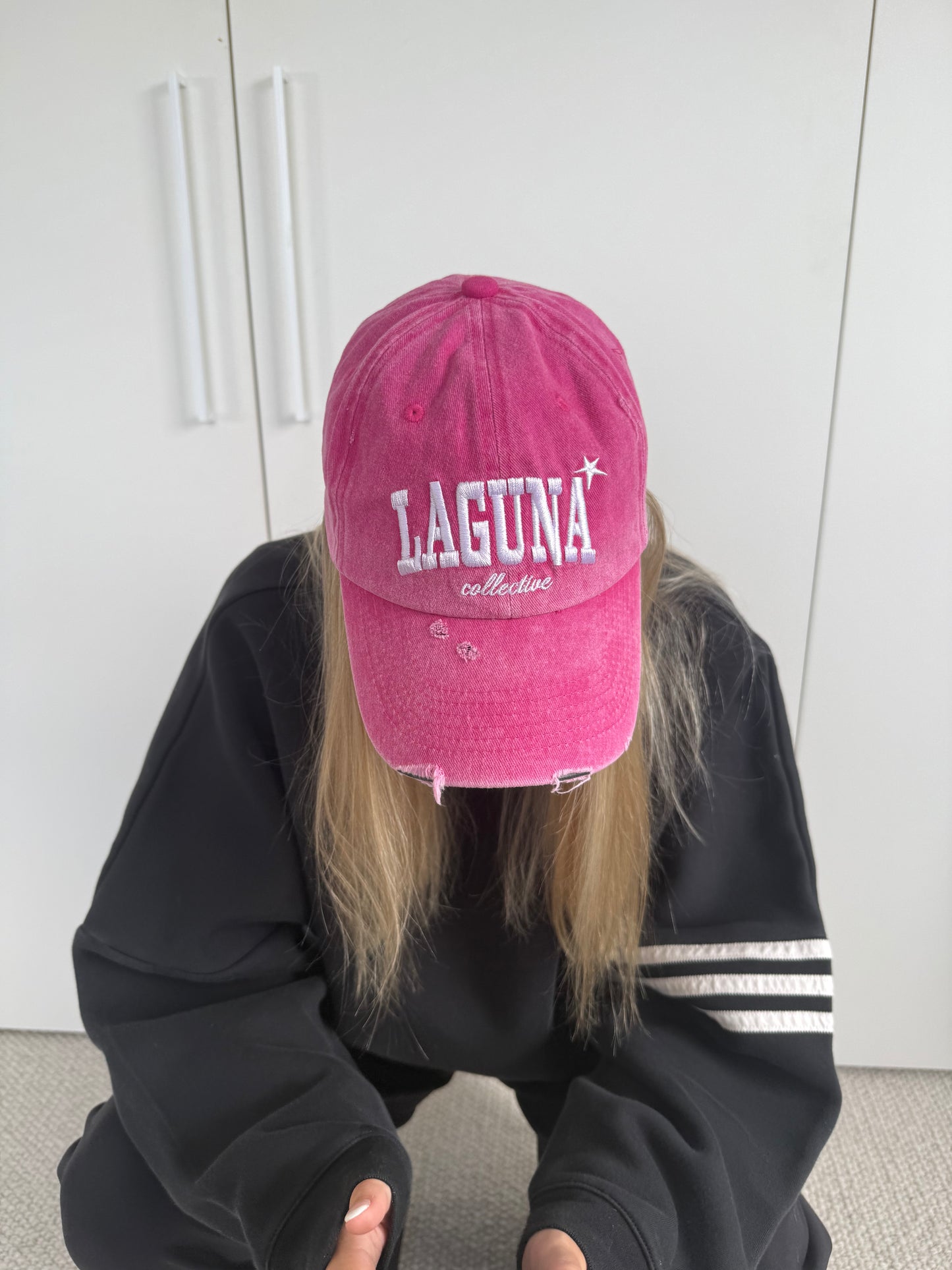 Vintage Denim College Cap in 'Pink'