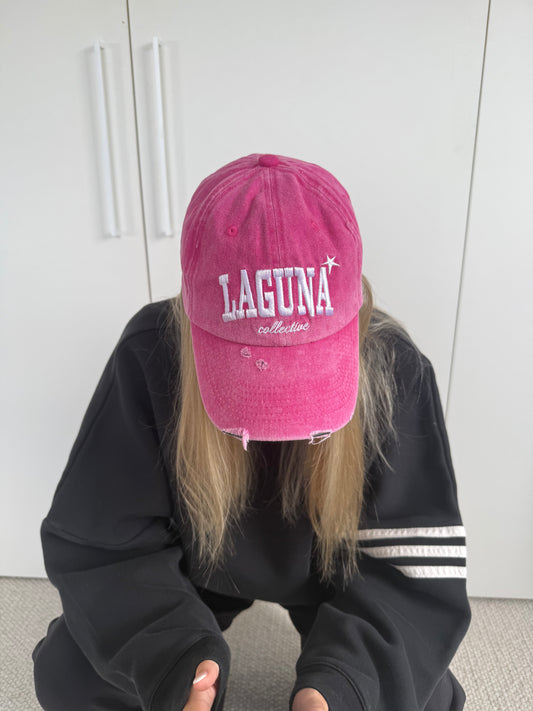 Vintage Denim College Cap in 'Pink'