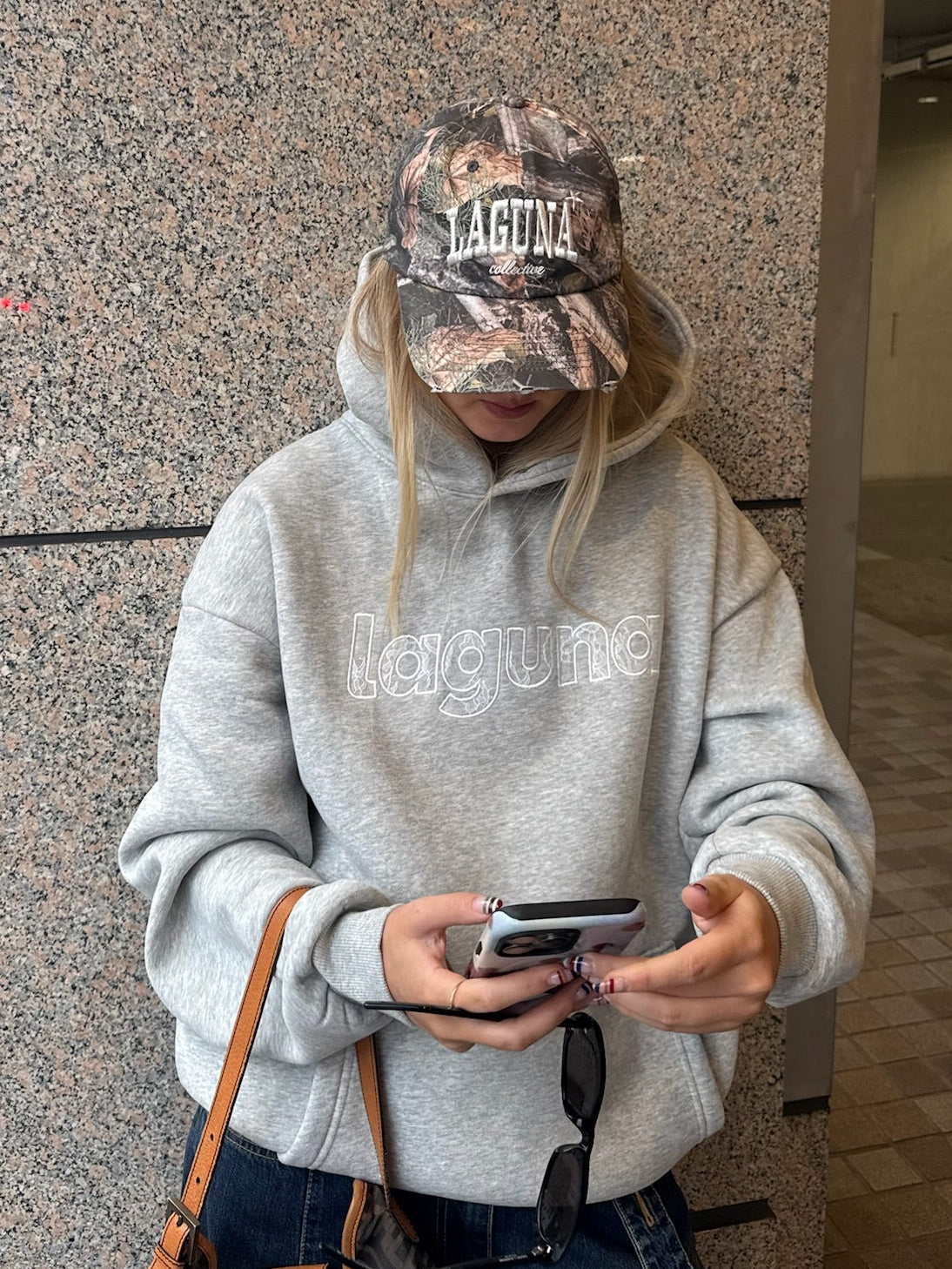 Lace hoodie in 'stone'