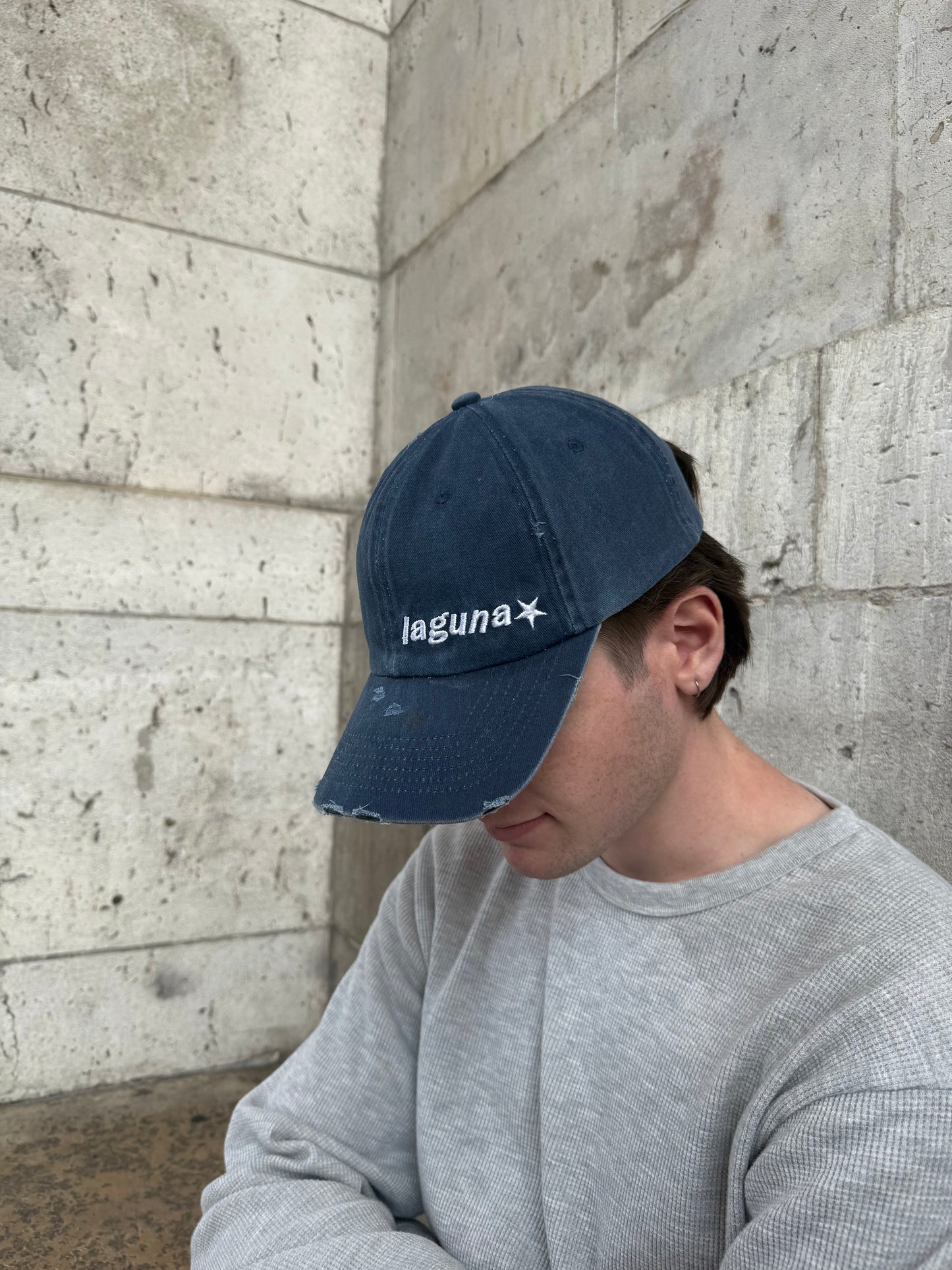 Vintage Blue Denim Cap in 'Star'