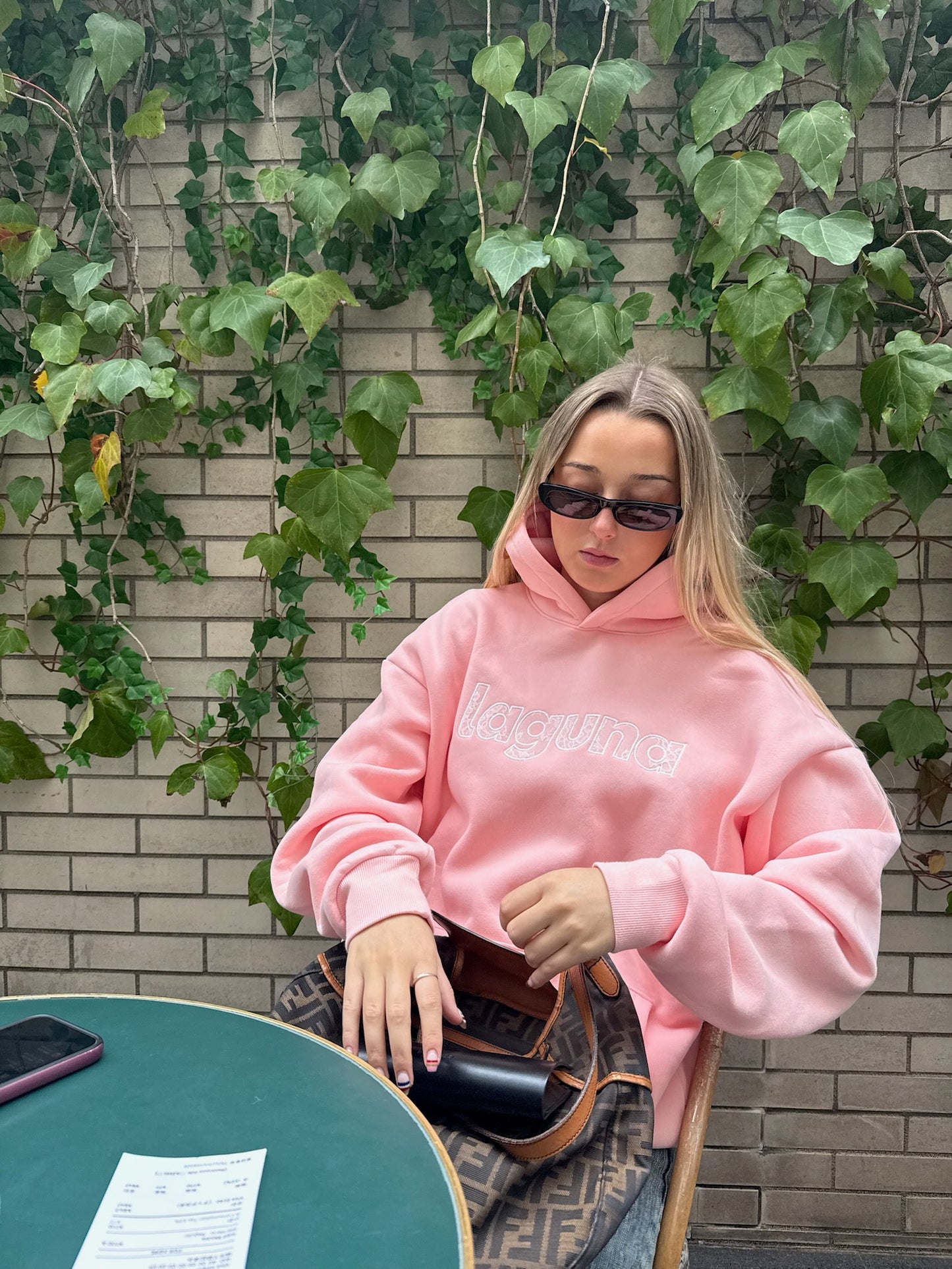 Lace hoodie in 'ballet'