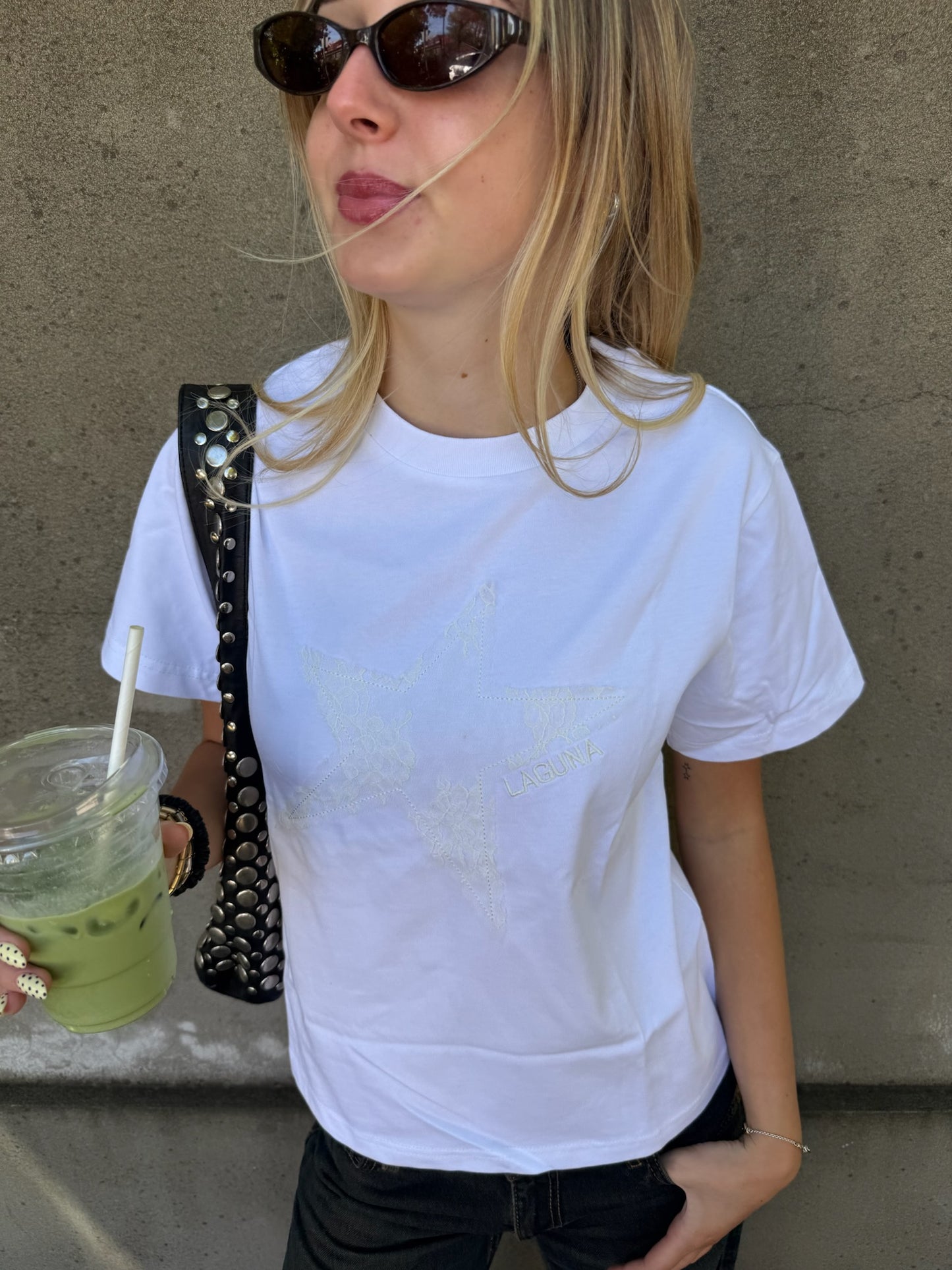 Vintage Lace Baby Tee in 'Star'