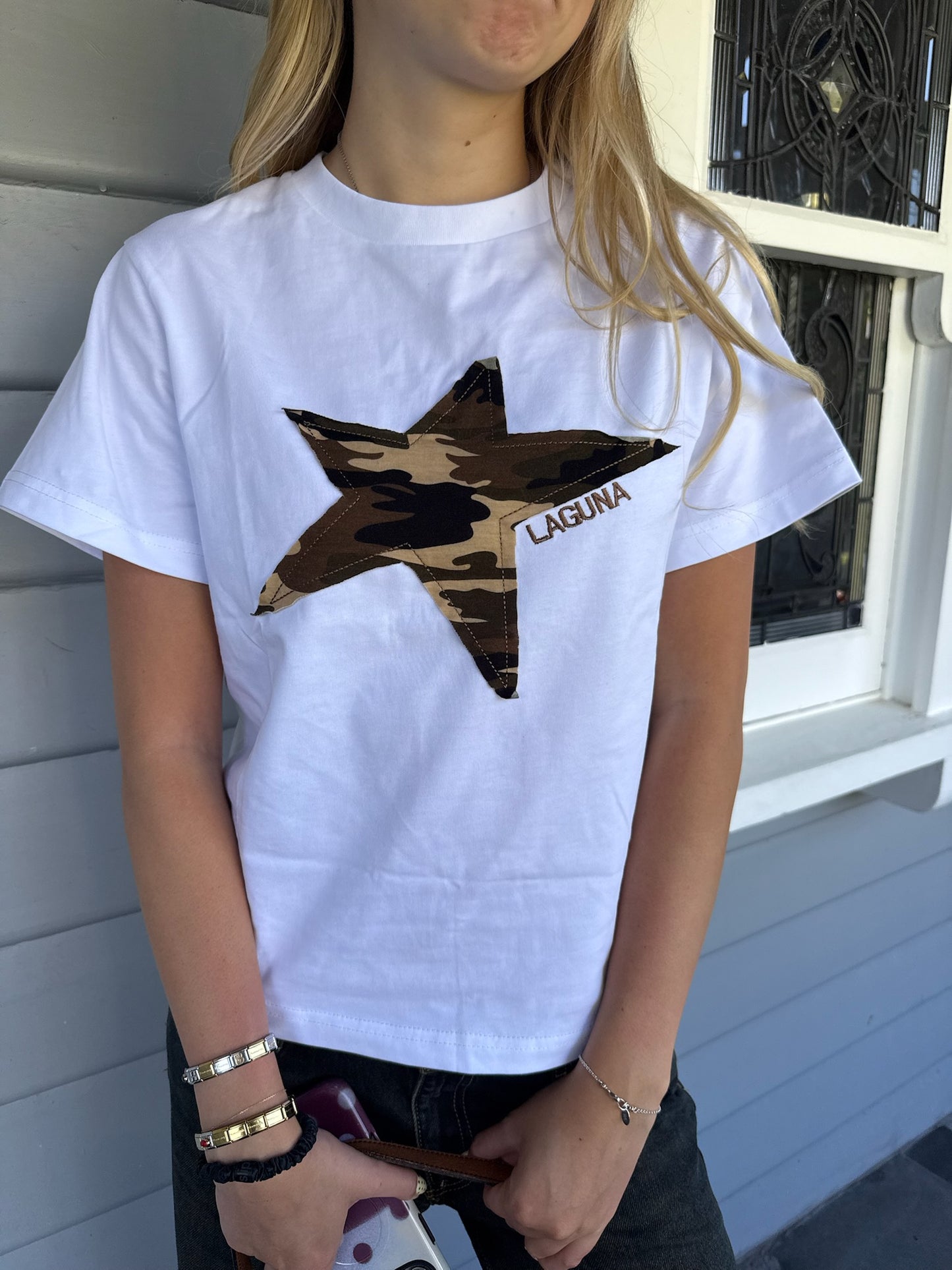 Vintage Camo Baby Tee in 'Star'