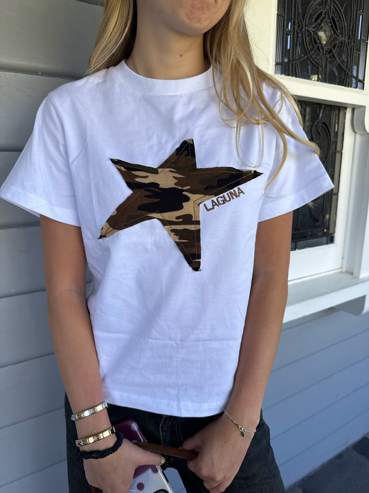 Vintage Camo Baby Tee in 'Star'
