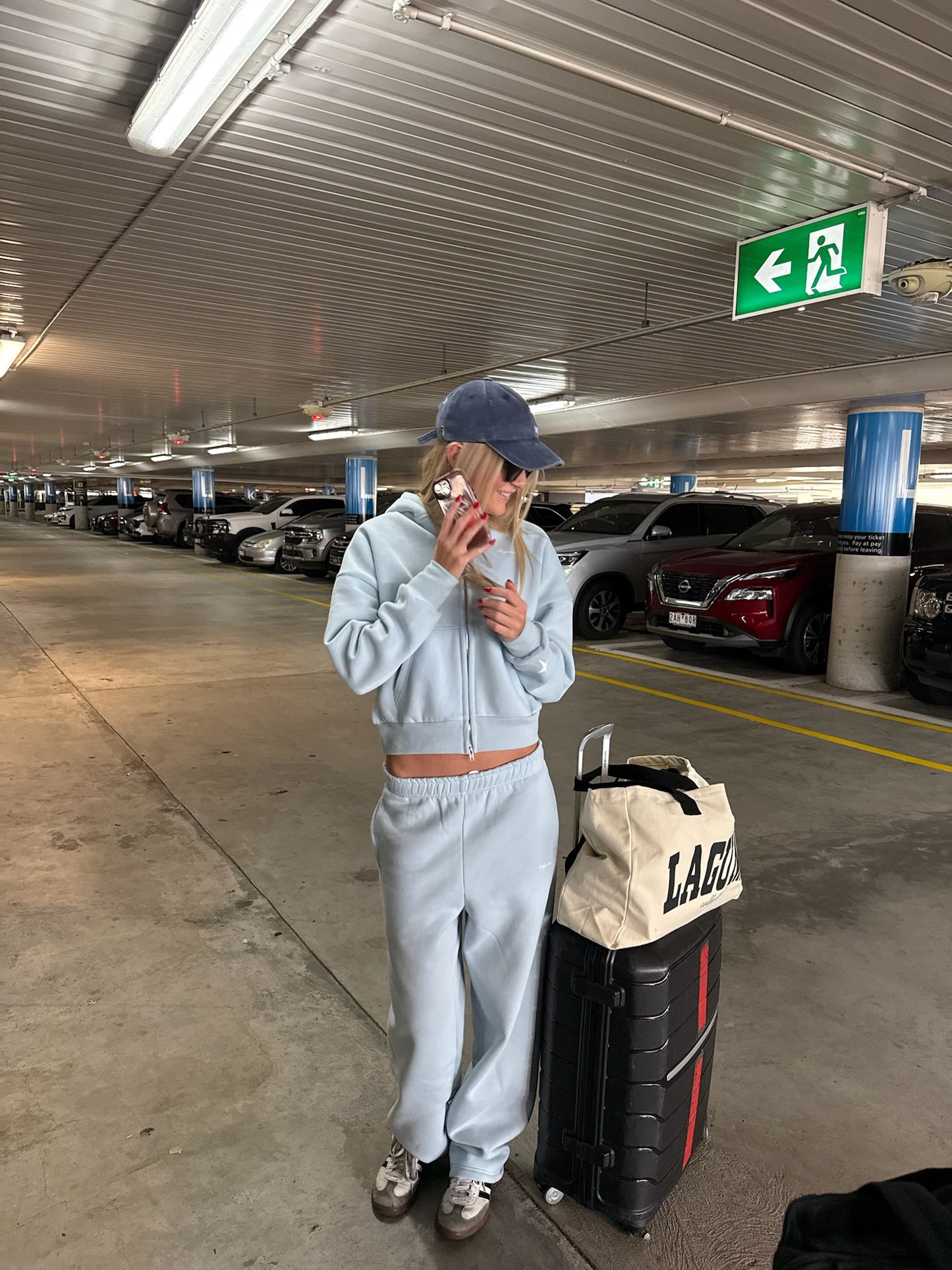 Oversized track pants in 'Sky'