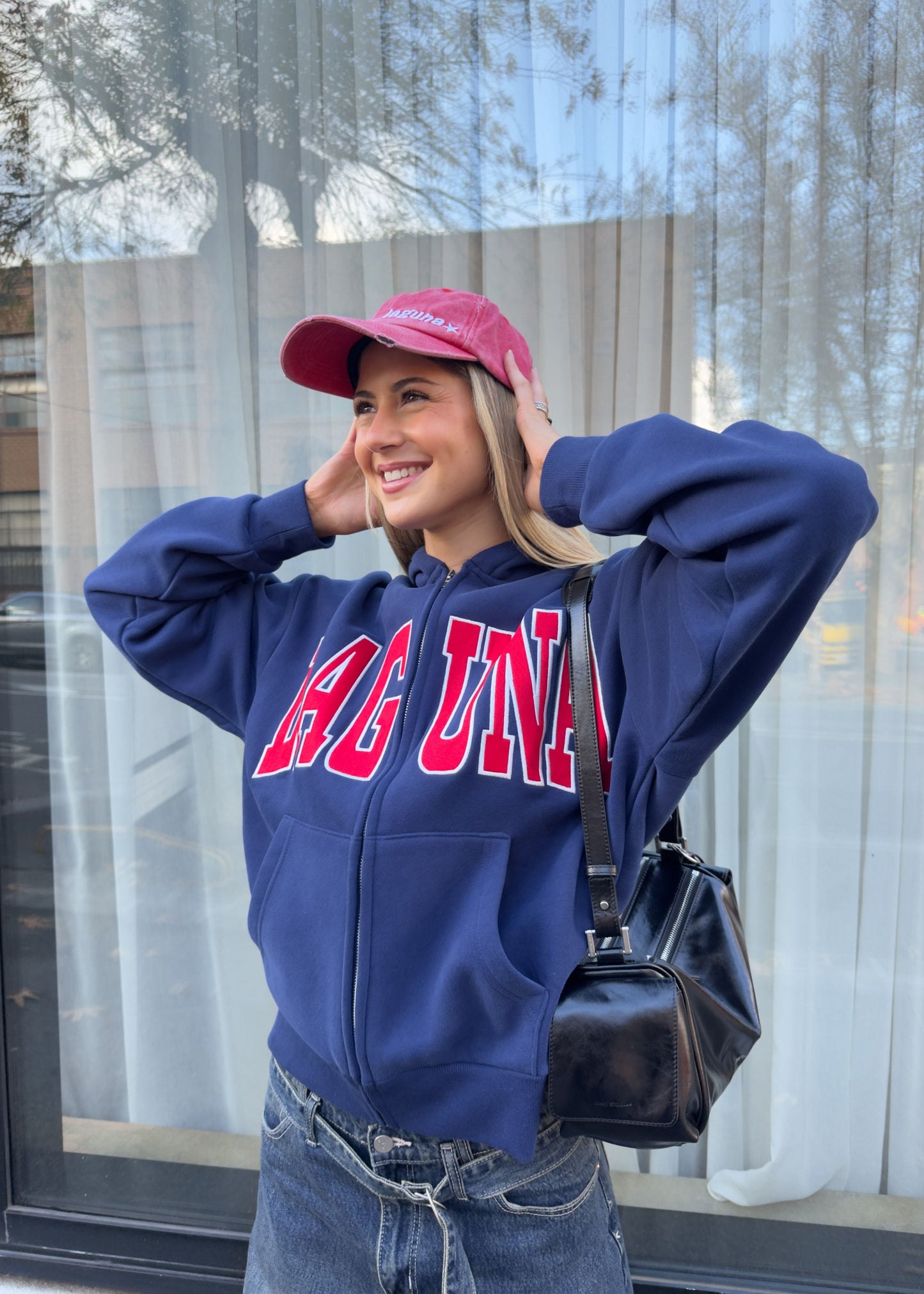 Vintage Red Denim Cap in 'Star'
