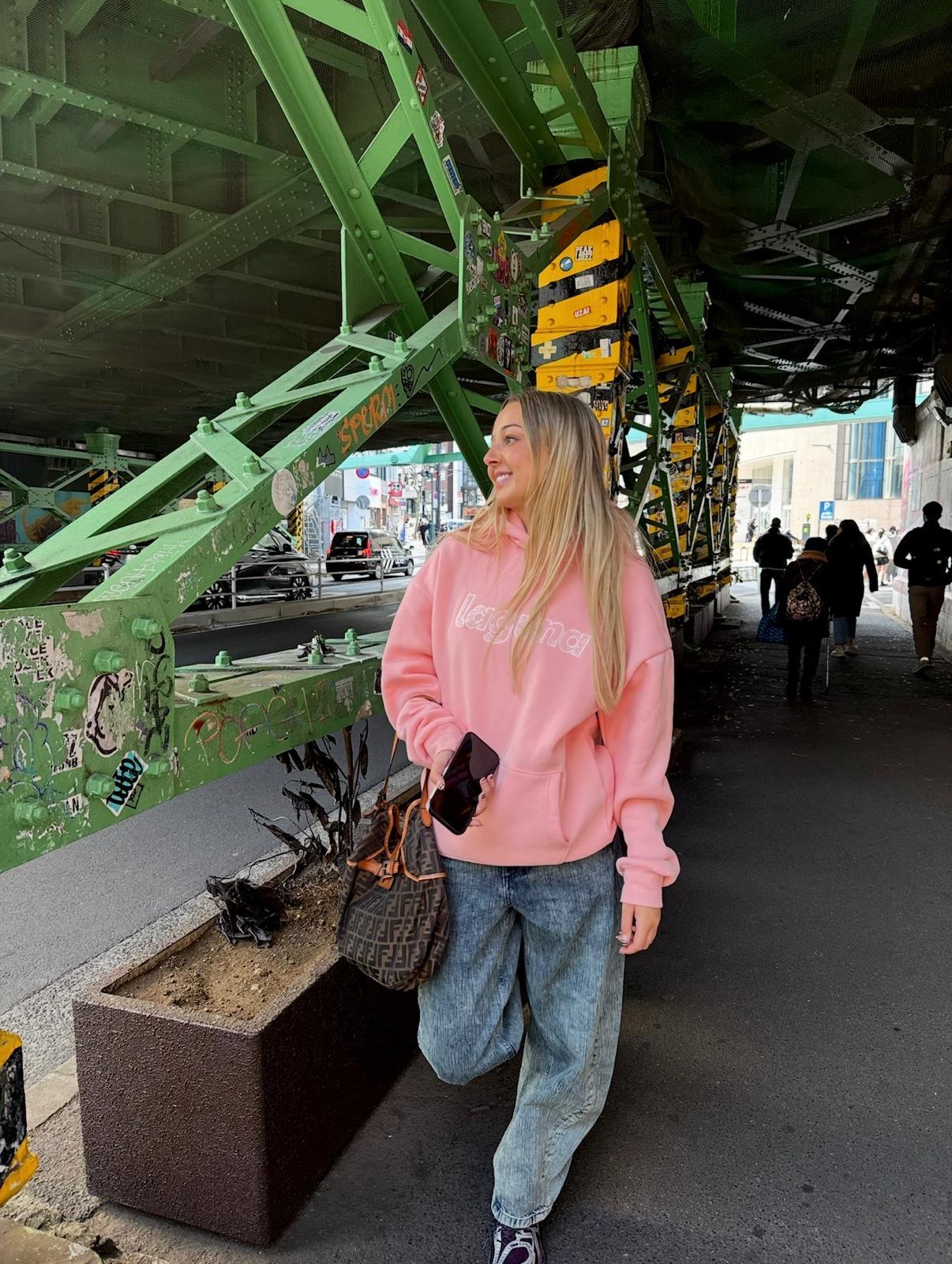 Lace hoodie in 'ballet'