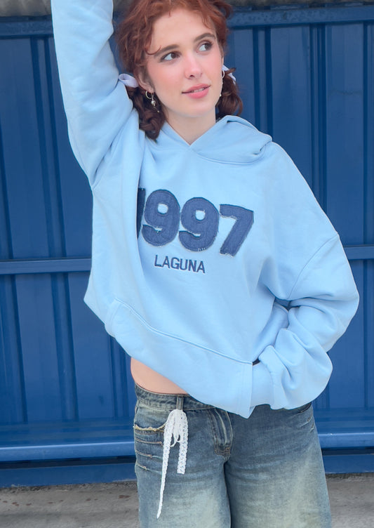 Vintage denim 'bluebell' oversized hoodie