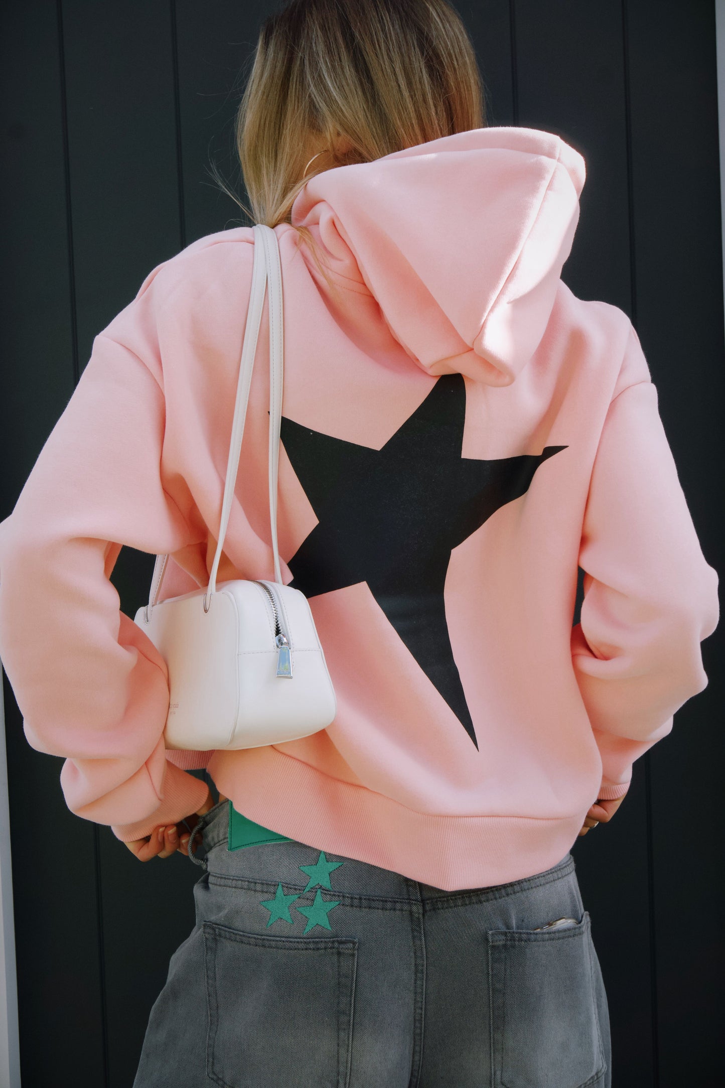 Boxy hoodie in 'Star' pink