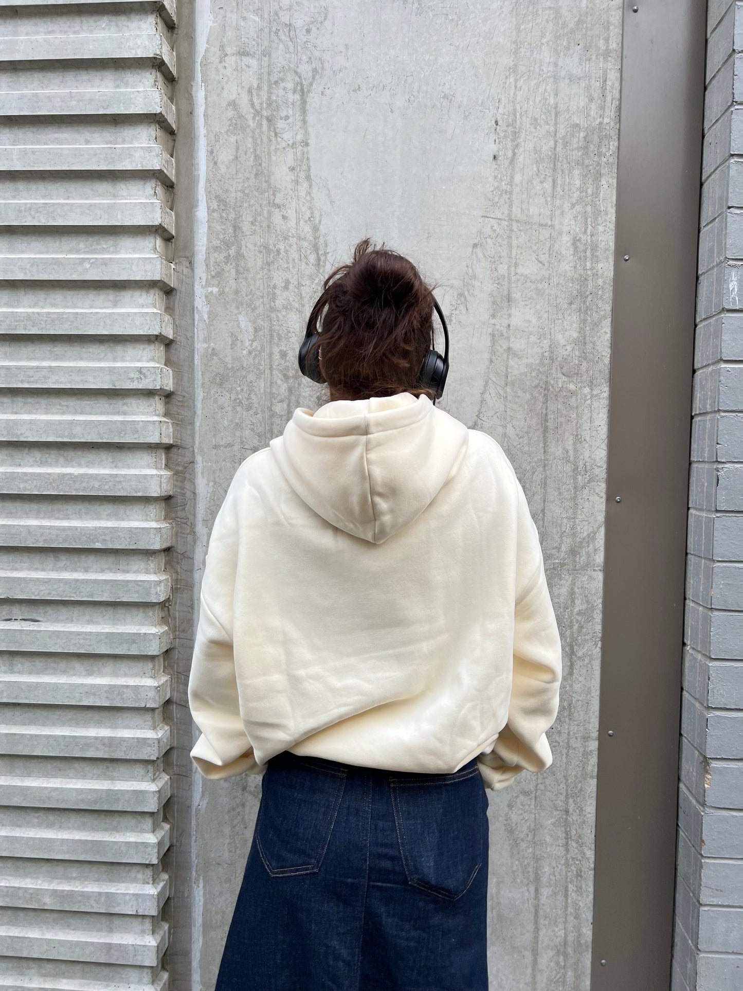 Vintage denim 'cream' oversized hoodie
