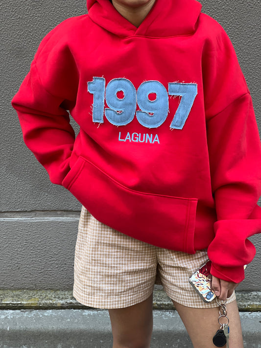 Vintage denim 'ruby' oversized hoodie