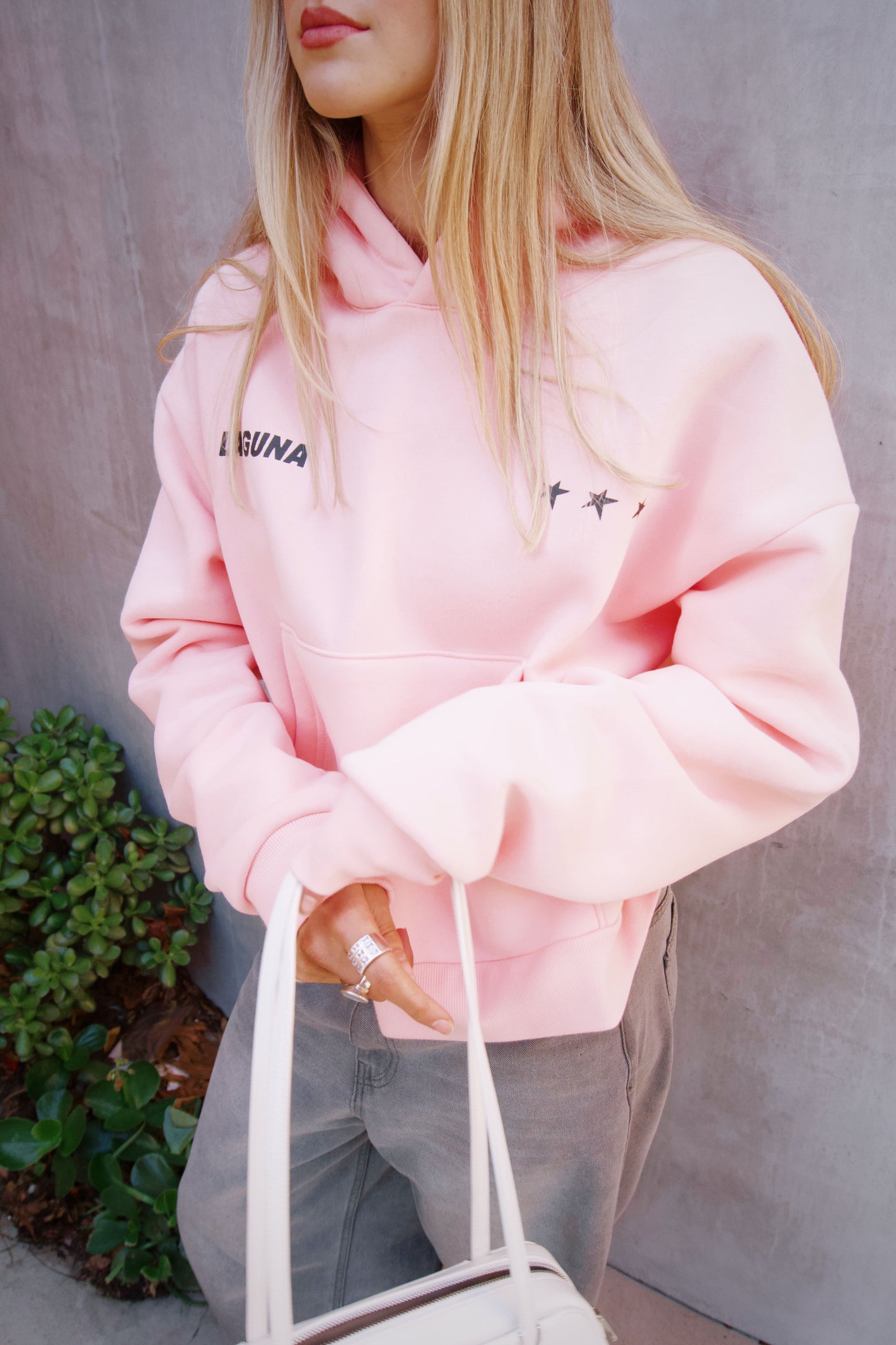 Boxy hoodie in 'Star' pink